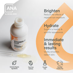 All Natural Advice Vitamin C serum hyaluronic acid delivers hydrated, plump-feeling skin.
