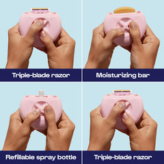 ALLEYOOP dusty pink razor cartridges with lubricating strip for smooth results.