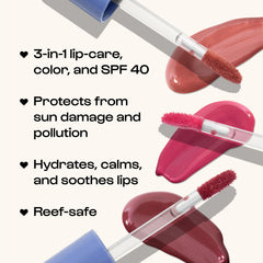 ALLEYOOP Sun Serum Lip Oil SPF 40 on lips delivers tinted color with SPF 40