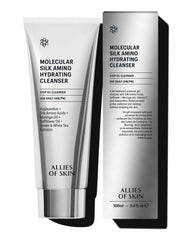 Allies of Skin Molecular Silk Amino Hydrating Cleanser bottle with silky lather for hydrated skin