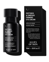Allies of Skin Peptides Firming Eye Cream bottle closeup for hydrated, brightened under-eye area
