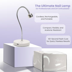 ALLKEM USB-powered nail lamp charges easily for on-the-go gel nails and quick top-ups.