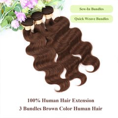 ALLRUN virgin Brazilian hair wefts three-piece set for seamless full-head coverage.