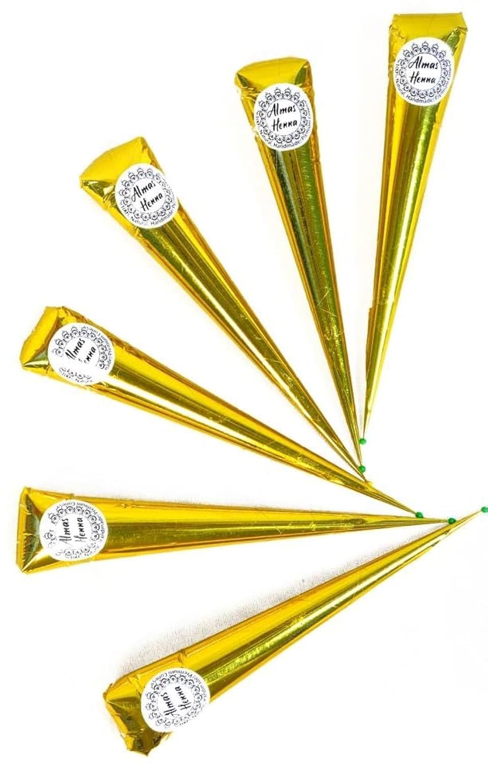 AL HASNAYN Enterprises Almas henna cones pack six ready-to-use for easy dyeing.