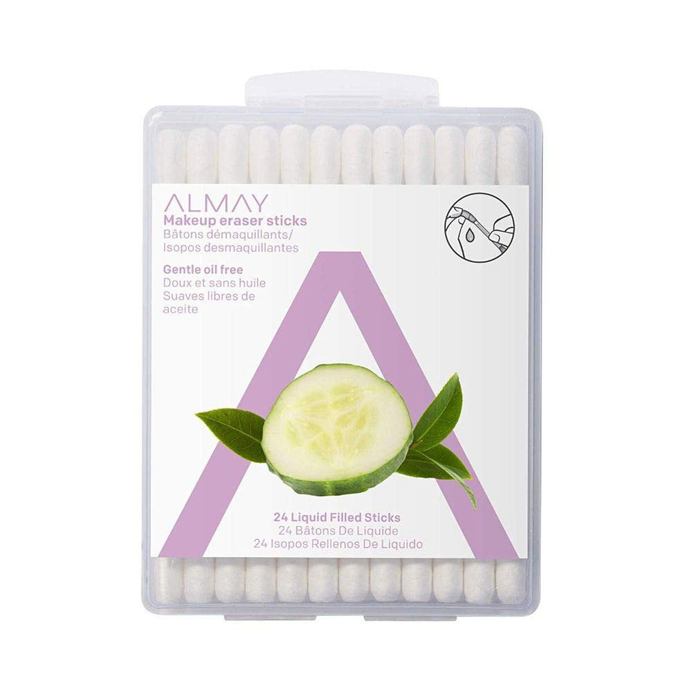 Almay Eye Makeup Remover Sticks packaging shows portable cleansing for on-the-go use