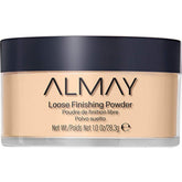 Almay setting powder puff application for a long-lasting matte finish.
