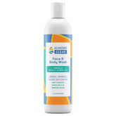 Almond Clear Face & Body Wash bottle pour showing gentle mandelic acid exfoliation
