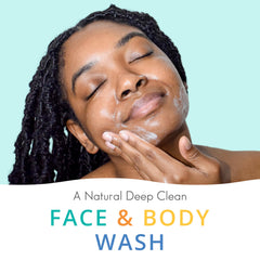 Almond Clear Face & Body Wash pump dispenser highlights easy daily use for sensitive skin care
