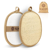 ALMOONI loofah front view highlights natural exfoliation for refreshed skin.