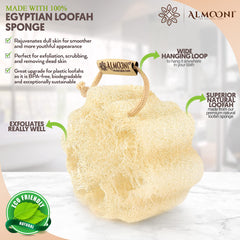 ALMOONI mini loofah sponge small grip design for easy handling and precise cleansing.