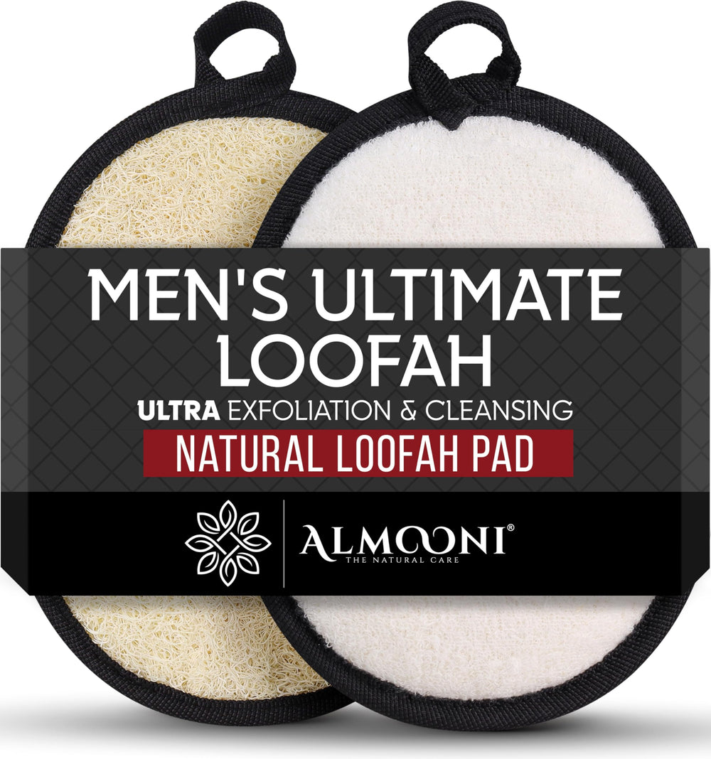 ALMOONI sturdy natural loofah dual-sided design delivers deep exfoliation and gentle cleansing.