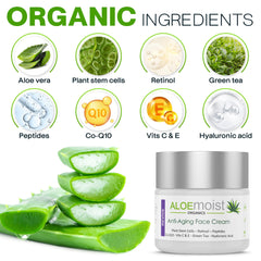 Aloemoist retinol cream closeup texture highlights smooth, non-greasy finish.