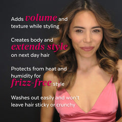 ALOXI Bombshell heat protection 450F shields strands during styling.