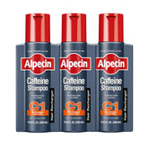 Alpecin C1 caffeine shampoo pack 3 bottle front for energizing scalp cleanse