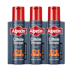 Alpecin C1 caffeine shampoo pack 3 bottle front for energizing scalp cleanse