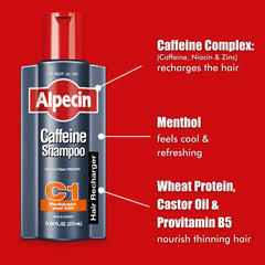 Alpecin C1 caffeine shampoo pack 3 foaming action demonstrates easy lather