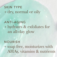 Alpha Skin Care moisturizing body wash glycolic-aha-label focuses on gentle exfoliation