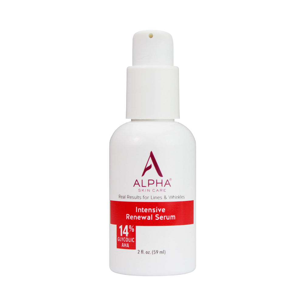 Alpha Skin Care Renewal Serum bottle front for daily anti-aging use.