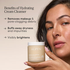 Alpyn Hydrating Cold Cream Cleanser with jojoba beads exfoliates gently.
