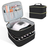 ALSLEA Nail Polish Organizer front view with double-layer design and portable handle.