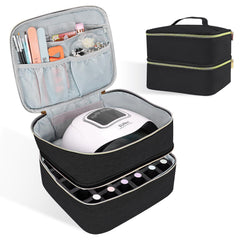 ALSLEA Nail Polish Organizer front view with double-layer design and portable handle.