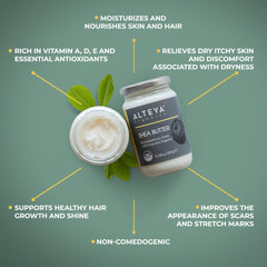 Alteya Organics Pure Shea Butter jar open reveals rich texture for moisturizing dry skin.