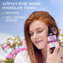 Alteya Organics Rose Water offers a refreshing mist for daily skincare.