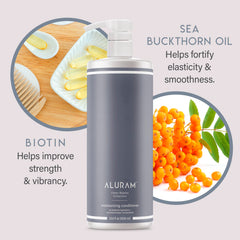 ALURAM conditioner on medium to coarse textured hair showing strength and shine