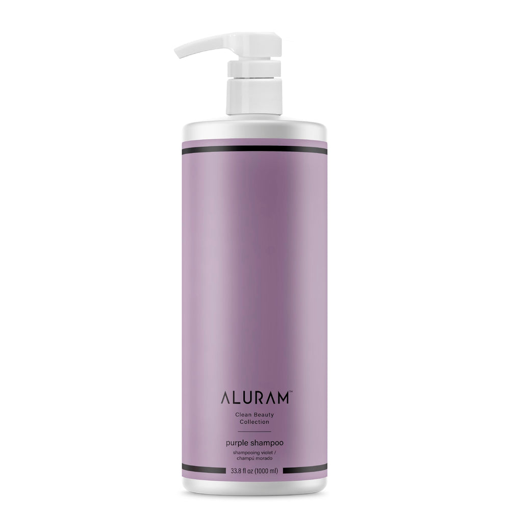 ALURAM Coconut Water Purple Shampoo bottle front highlights vibrant color and hydration for cool blonde tones.