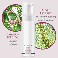 ALURAM Coconut Water Volumizing Foam lift close-up highlights natural body.