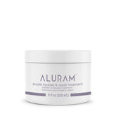 ALURAM Purple Hydrate & Repair bottle close-up showing rich moisture for color-treated hair.
