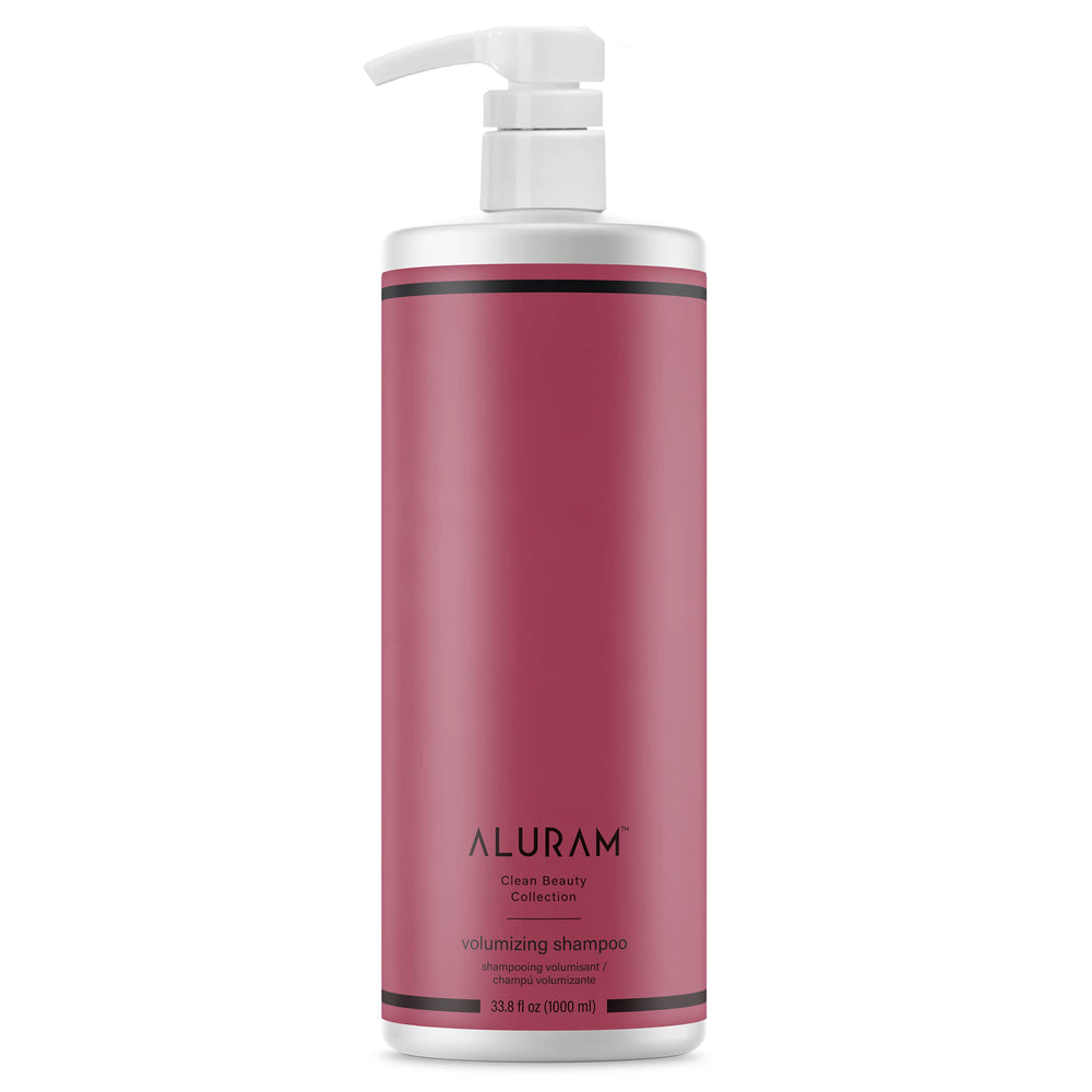 ALURAM Volumizing Shampoo bottle pouring rich lather for lightweight lift and fullness