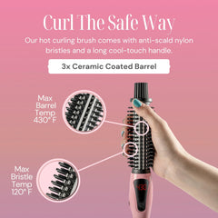 Alure heated styling brush curling in action for glossy curls.