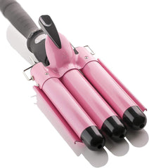 Alure three-barrel curling wand with LCD display for precise heat control and faster styling.