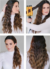 Alure triple-barrel hair waver ceramic tourmaline for frizz-free, glossy beach waves.