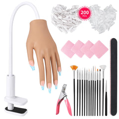ALUROICE Practice Hand on table stand demonstrates stable setup for steady acrylic nail practice.