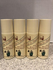 Alvera roll-on deodorant Aloe & Almonds back view highlights four-pack value.