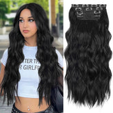 ALXNAN clip-in long wavy extension in black adds instant length and volume.