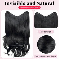 ALXNAN long 20-inch black wavy hair extensions for dramatic length and volume.