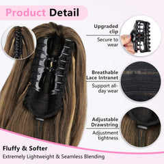 ALXNAN 24-inch ponytail length creates waist-length waves.