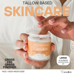 Amallow beef-tallow face and body application demonstrates versatile nourishment for daily care.
