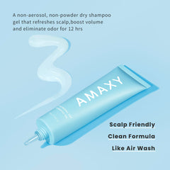 AMAXY Wet Dry Shampoo Gel application demonstrates easy root refresh between washes