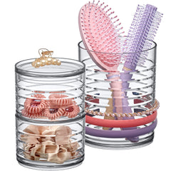 Amazing Abby Intrigue acrylic headband organizer keeps vanity tidy and accessible.