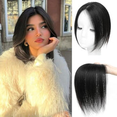 Amchoice hair toppers real human hair top view with clip for added volume