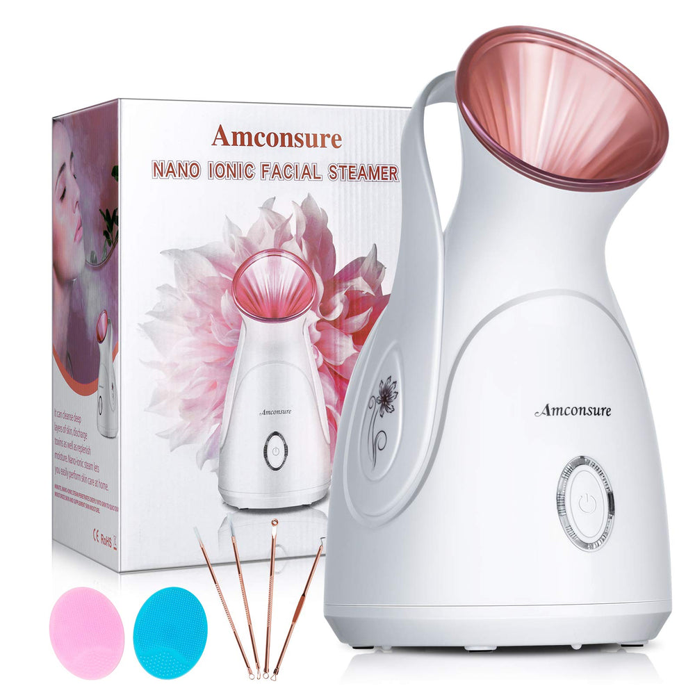 Amconsure facial steamer nano ionic front view for at home spa hydration