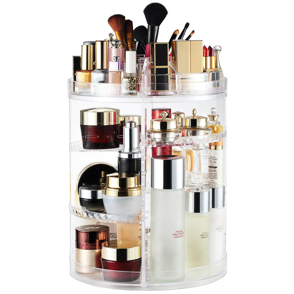 AMEITECH makeup-organizer 360-rotation enables quick access to cosmetics.