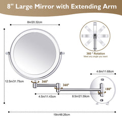 Amelar 15x magnifying side helps detailed skincare and eyeliner precision.