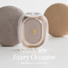 AmeliSeoul STEP BASIC 243 Macaron Gray brush application demonstrates seamless blending.