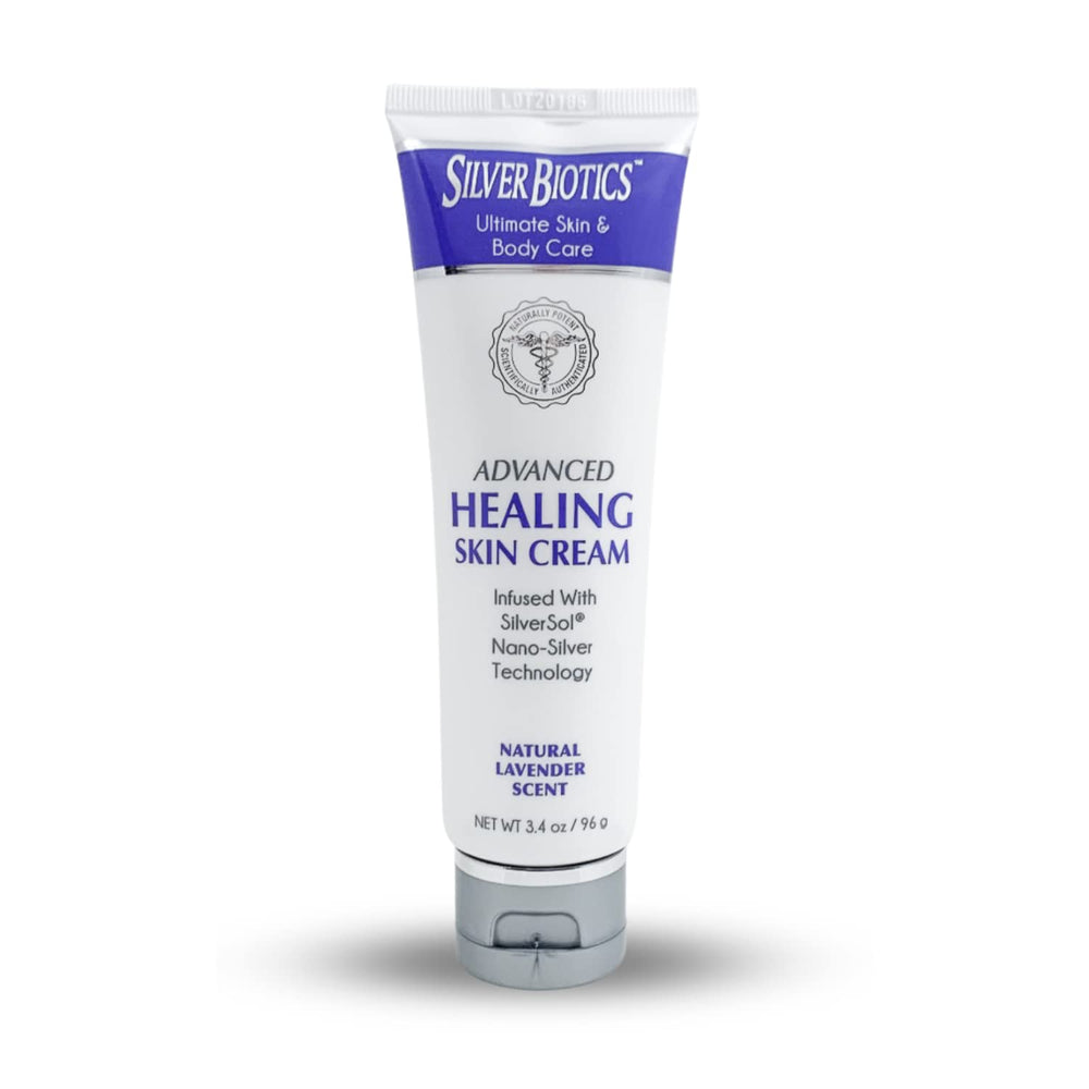 American Biotech Labs Silver Biotics lotion bottle with lavender delivering soothing hydration.
