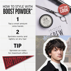 American Crew Boost Powder flexible-hold texture delivers lift without stiffness